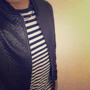 Striped navy blue and white T-shirt